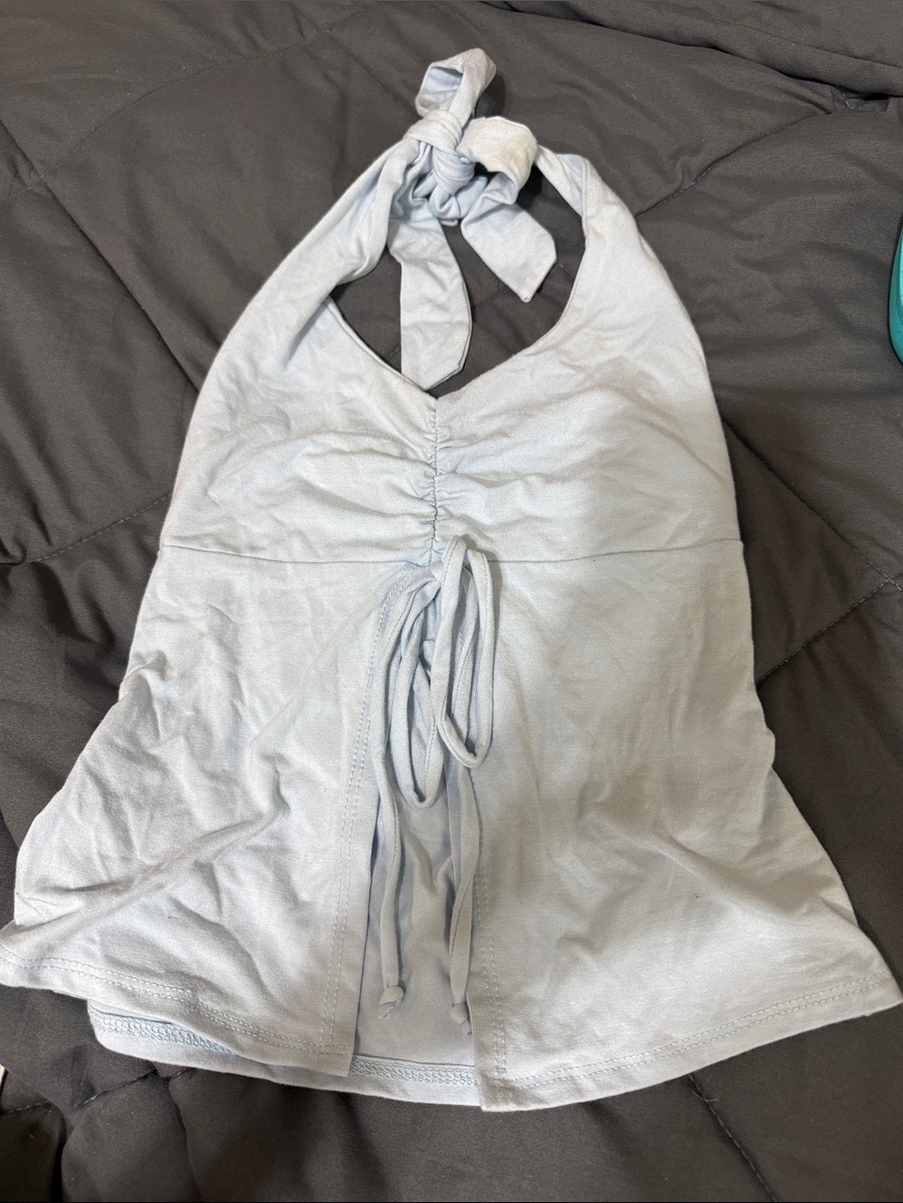 See You Monday Light Blue Halter Crop Top